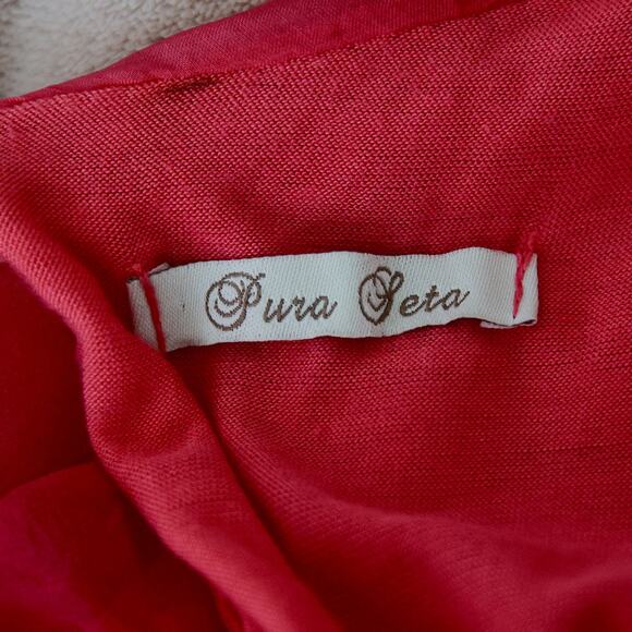 Pura seta Silk Pink cold shoulder Angel Shirt/Dress size 6 S - Picture 5 of 6